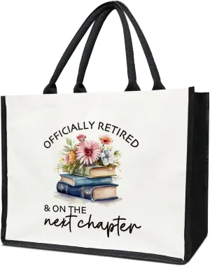 Retirement Gifts Canvas Tote Bag for Women, Retirement Gifts for Women Colleague Coworker Teacher Retired Party Favor Reusable Grocery Beach Bag Shopping Handbag -18