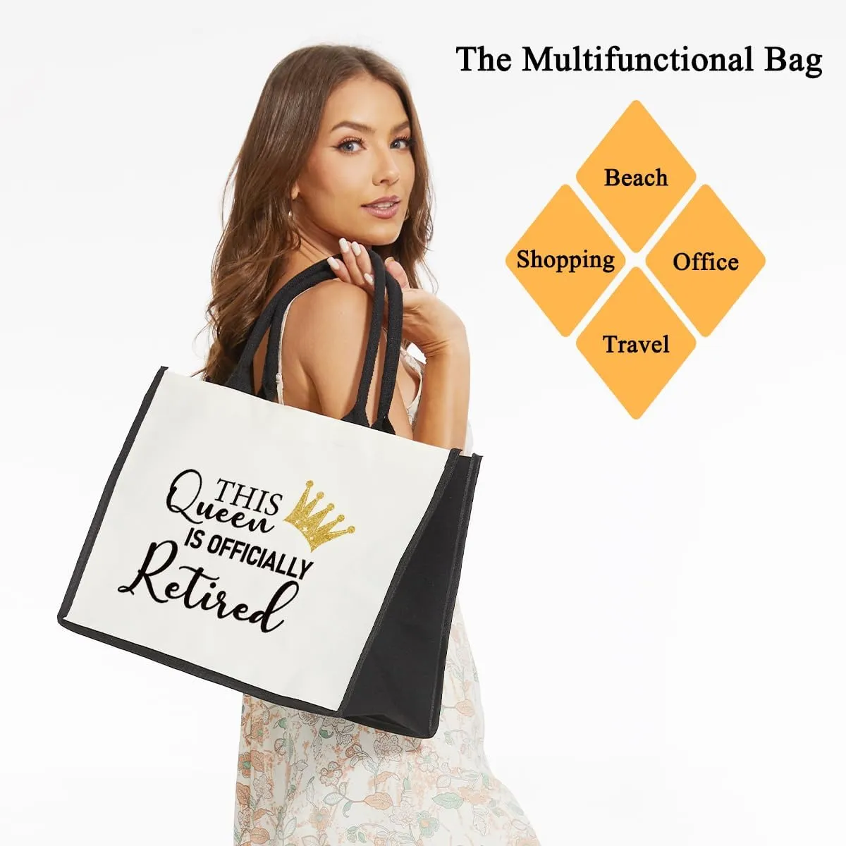Retirement Tote Bag, Retirement Gifts for Women Colleague Coworker Teacher, Farewell Gifts, Reusable Grocery Beach Bag Shopping Handbag -17