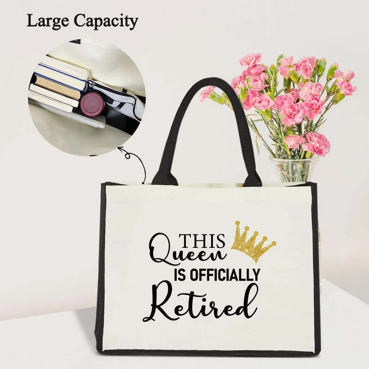 Retirement Tote Bag, Retirement Gifts for Women Colleague Coworker Teacher, Farewell Gifts, Reusable Grocery Beach Bag Shopping Handbag -17
