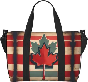 Retro Canada Flag pattern Duffel Bags for Traveling - Lightweight Personal Item Travel Bags, Gym Bags for Men and Women