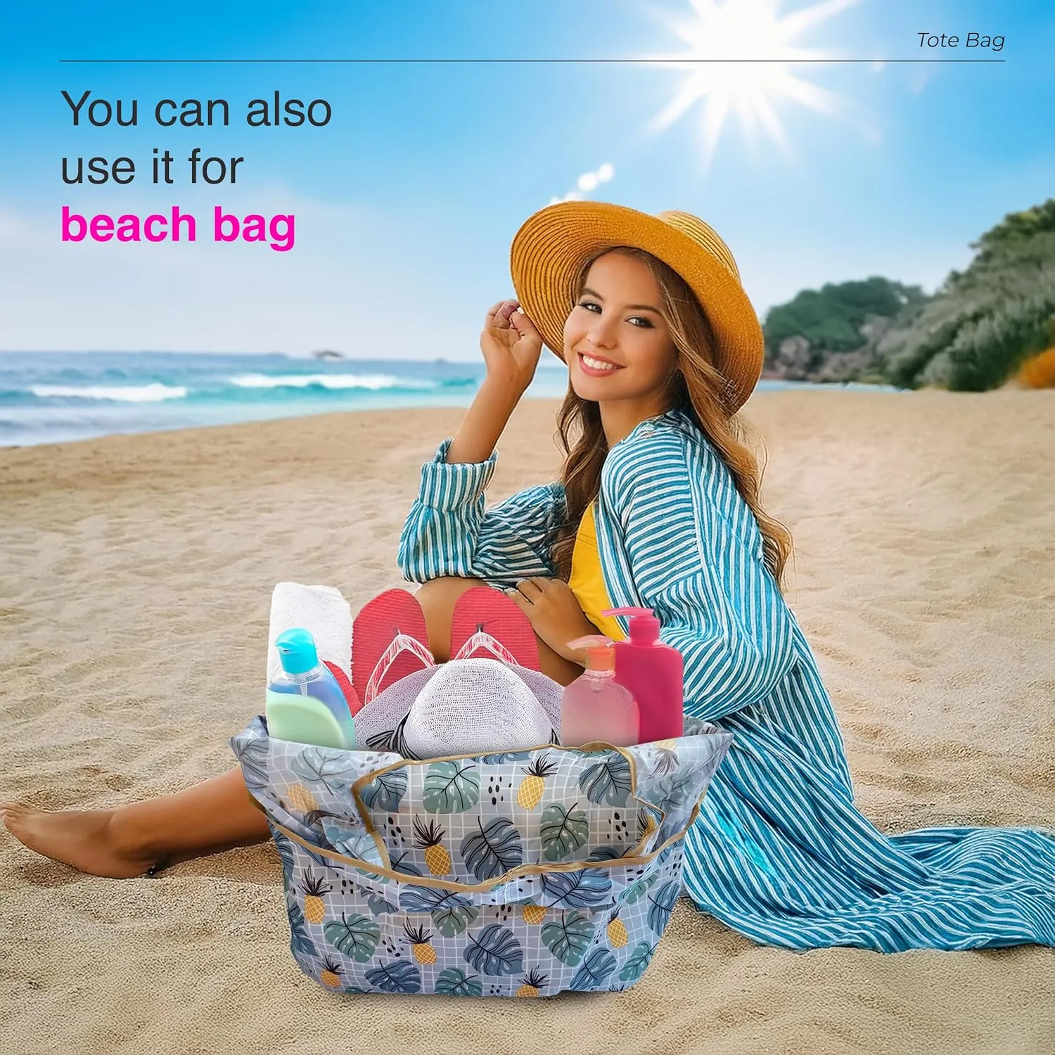 Reusable Grocery Shopping Bags with Handles – Foldable Tote Bags for Groceries