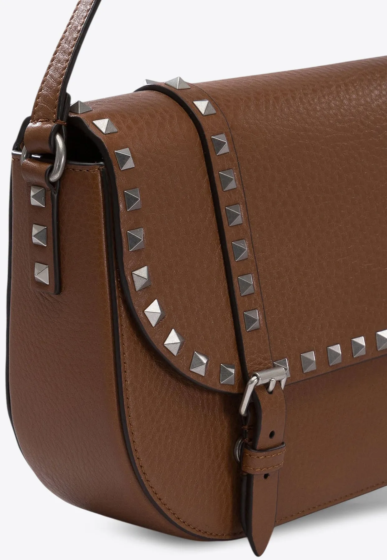 Rockstud Leather Messenger Bag