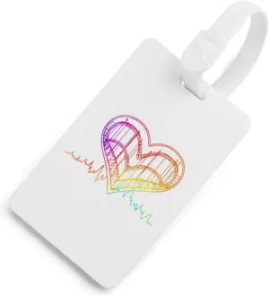 Roller Coaster Heartbeat Luggage Tag for Travel Bag Cute Suitcase Identify Labels Baggage Tags White-Style
