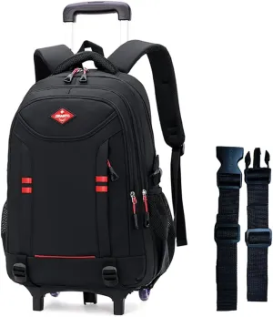 Rolling Backpack for Boys Elementary School Bag with Wheels Travel Trolley Bag 2 wheels and 6 wheels