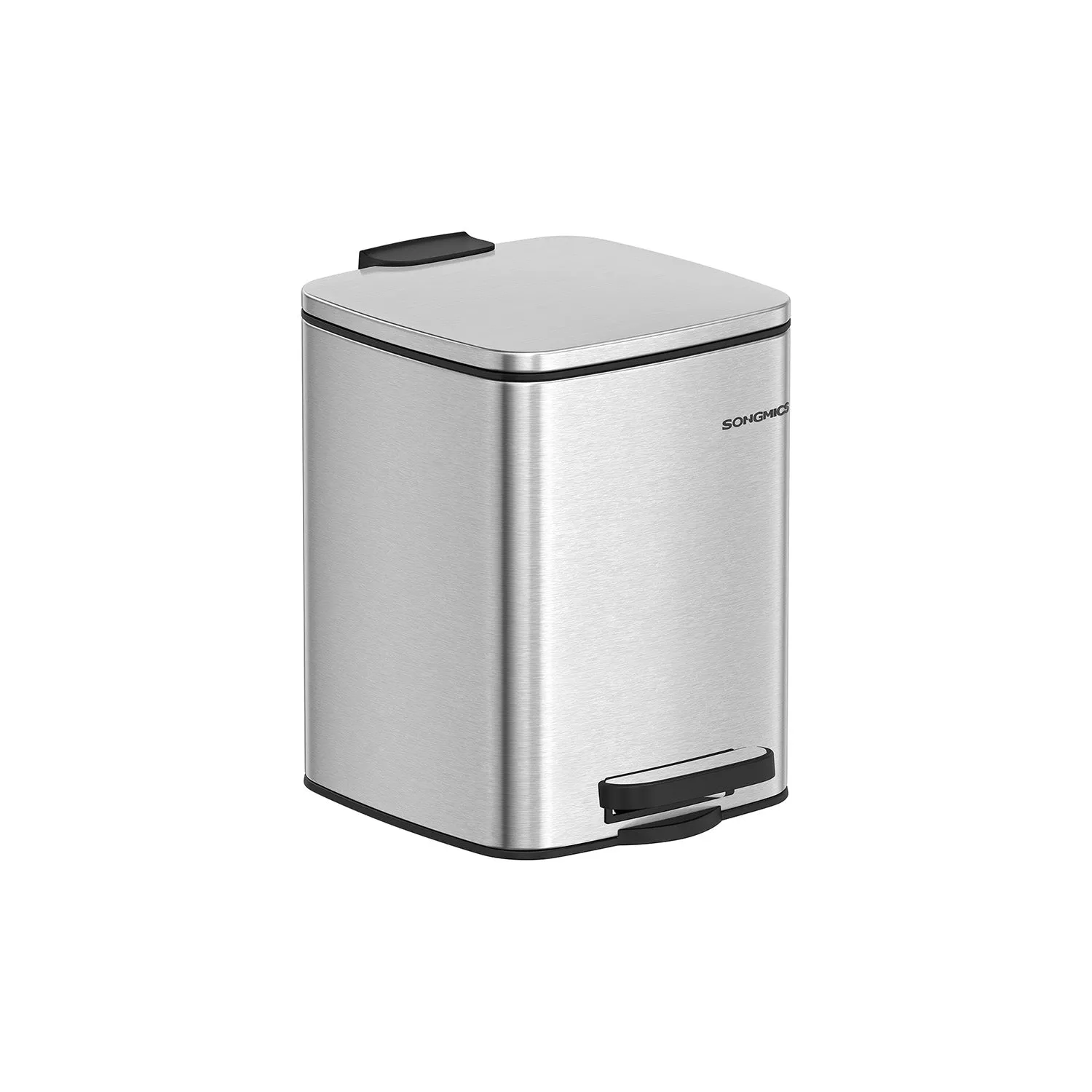 Rootz Metallic Silver Cosmetic Bin - Makeup Bin - Steel Outer Container - PP Inner Bucket - ABS Base - Large 23.9cm x 19.3cm x 25.5cm
