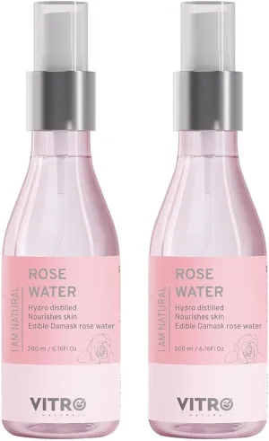 Rose Water Spray for Face | Pure Gulab Jal |Natural Toner for Hydrated, Glowing Skin (200 ml (Pack of 2))