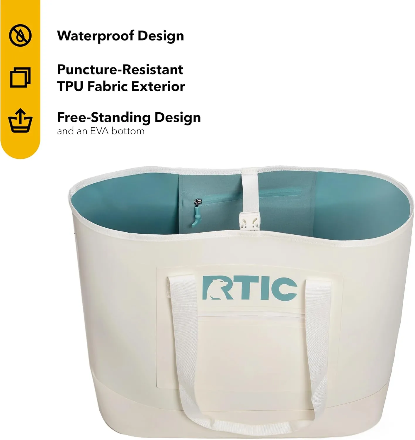 RTIC Ultra-Tough Tote Bag, Waterproof for Beach, Pool, Towel, Grocery, Shopping, Heavy-Duty, Puncture Resistant, Large