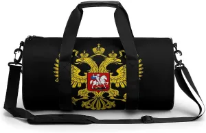 Russia Coat of Arms Russian Flag Print Gym Sport Bag Travel Duffel Bags Weekender Carry on Tote Bags for Women Men