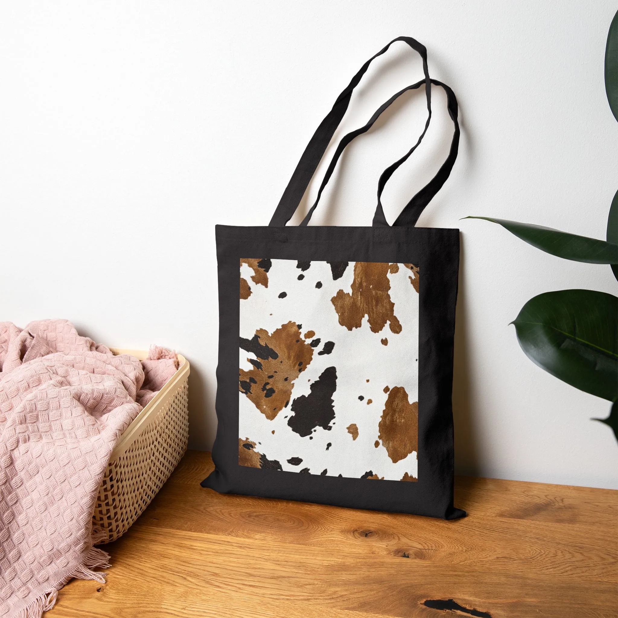Rustic Cow Print Tote Bag - Stylish & Functional for Everyday Use