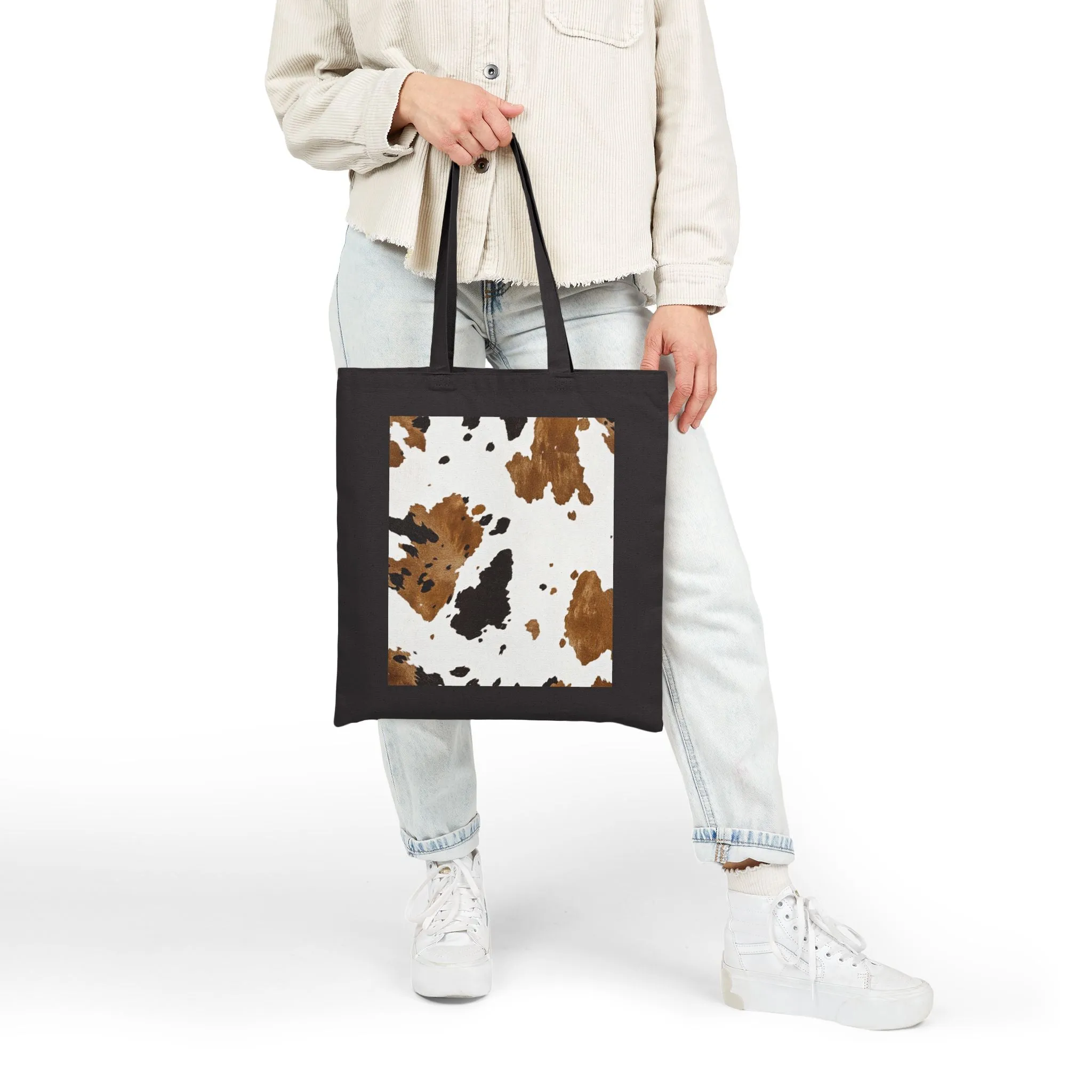 Rustic Cow Print Tote Bag - Stylish & Functional for Everyday Use