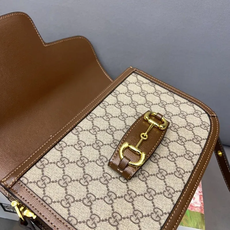 Safety-assured - Heavy reduction Bag ESMEE Brown Horsebit Canvas Shoulder