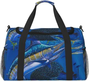 Sailfish Reef Travel Duffel Bag Personal Item Bag Gym Bag Weekender Overnight Bag Carry On Bag For Airplane Weekender Bags For Women Men pattern63