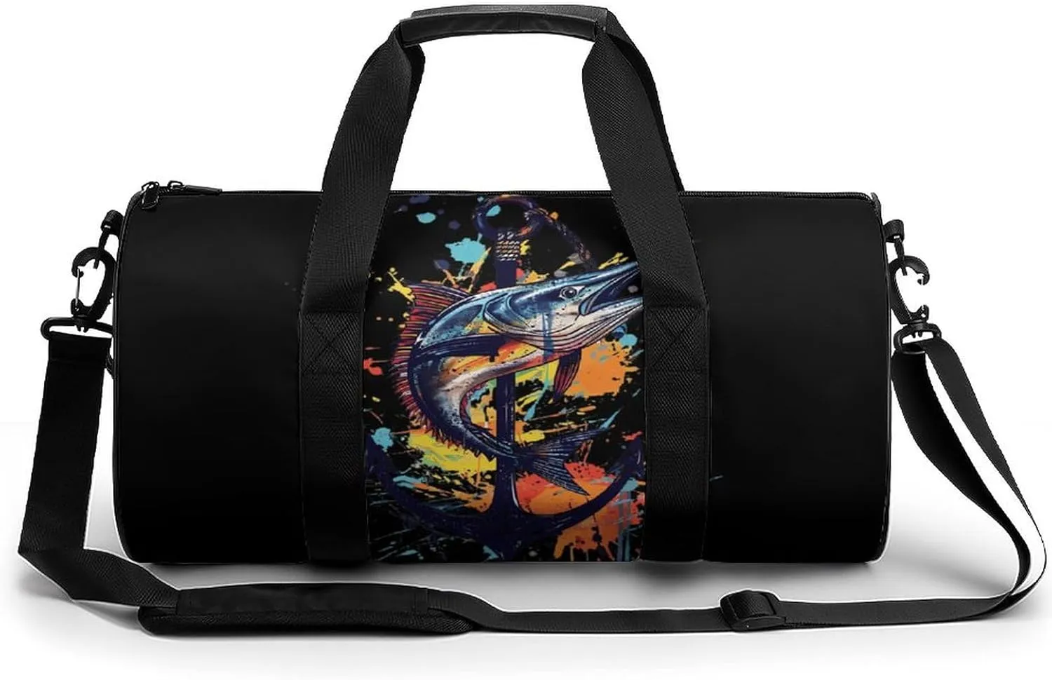 Sailfish Watercolor Print Gym Sport Bag Travel Duffel Bags Weekender Carry on Tote Bags for Women Men