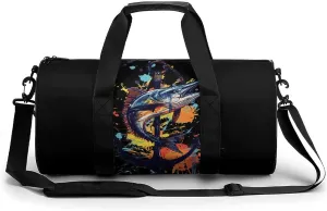 Sailfish Watercolor Print Gym Sport Bag Travel Duffel Bags Weekender Carry on Tote Bags for Women Men