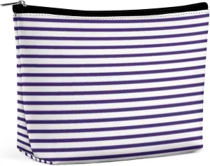 Sailor Stripes - Navy Blue and White Cosmetic Bag, Travel Portable Makeup Bag for Purse Pouch Beauty Zipper Organizer Toiletry Bag for Women