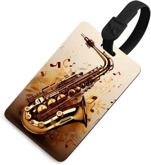 Saxophone Musical Notes Luggage Tags for Travel Bag Cute Suitcase Identify Labels Baggage Tag