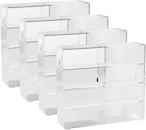 Scale Matchbox Storage, Car Display Box, Clear Stackable Car Dolls Collections Holder with Dust Cover, Mini Car Container Organizer for Office Home Decor (4pcs)