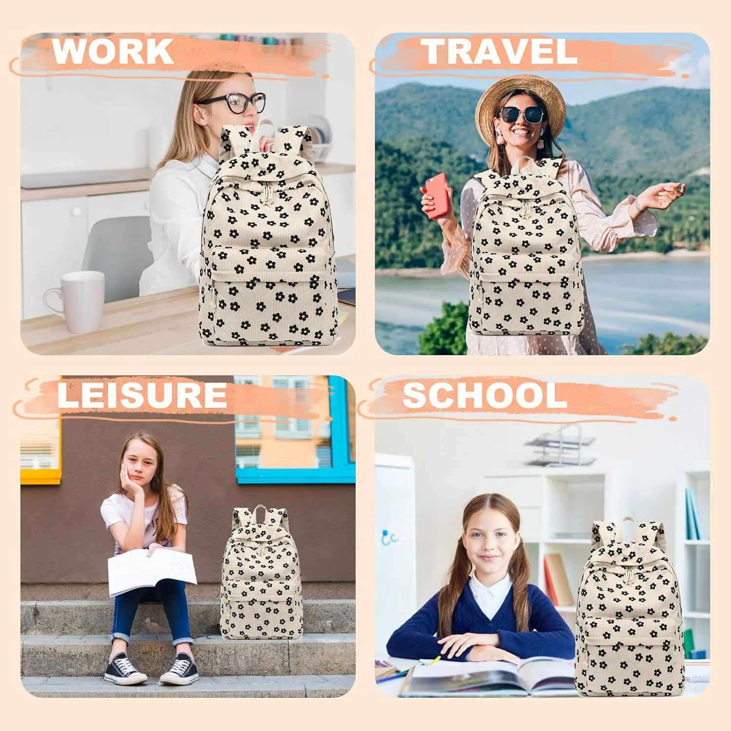 School Backpack Teens Lightweight College School bookbag Laptop Travel Casual Backpack