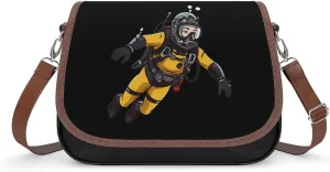 Scuba Diver Cartoon Women's Crossbody Bag PU Leather Satchel Shoulder Purses Messenger Bag