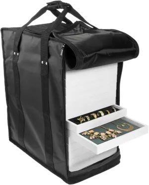 SE Jewelry Carrying Case, Black - Water-Resistant, Foam-Lined, 14-Tray Capacity (Trays Not Included) - JT915TCB