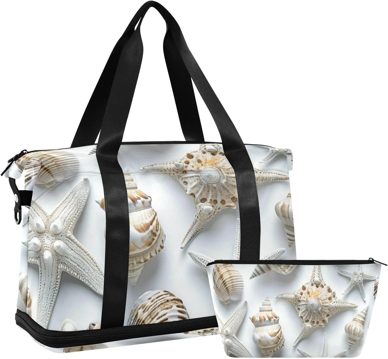 Sea Snail Gym Sports Duffel Bags Overnight Weekender Bags with Adjustable Strap for Yoga 2 Pcs Set
