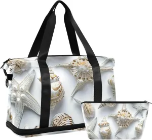 Sea Snail Gym Sports Duffel Bags Overnight Weekender Bags with Adjustable Strap for Yoga 2 Pcs Set