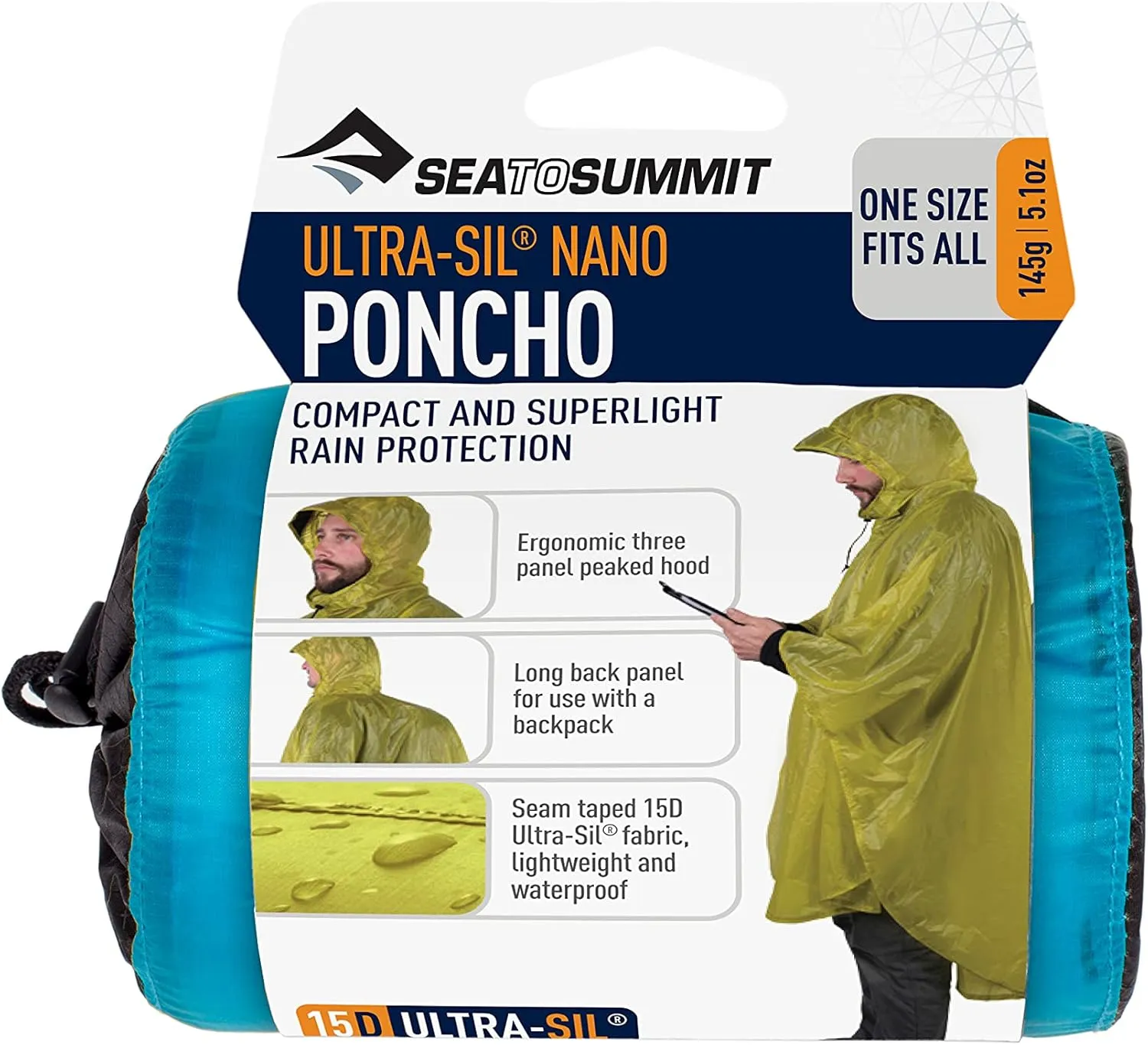 Sea to Summit Ultra-SIL Nano Poncho Raincoat and Pack Cover