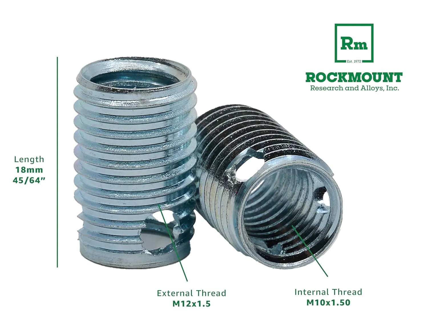 Self-Locking Threaded Insert, M10 x 1.5 Internal Thread, Thin Wall, 10 pcs