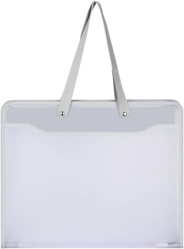 Shulaner Plastic Art Portfolio Folder with Zipper and Handle Large Waterproof Bag Artwork Storage Container for Drawing Sketch Photography Poster Files Document White
