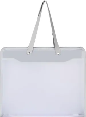 Shulaner Plastic Art Portfolio Folder with Zipper and Handle Large Waterproof Bag Artwork Storage Container for Drawing Sketch Photography Poster Files Document White