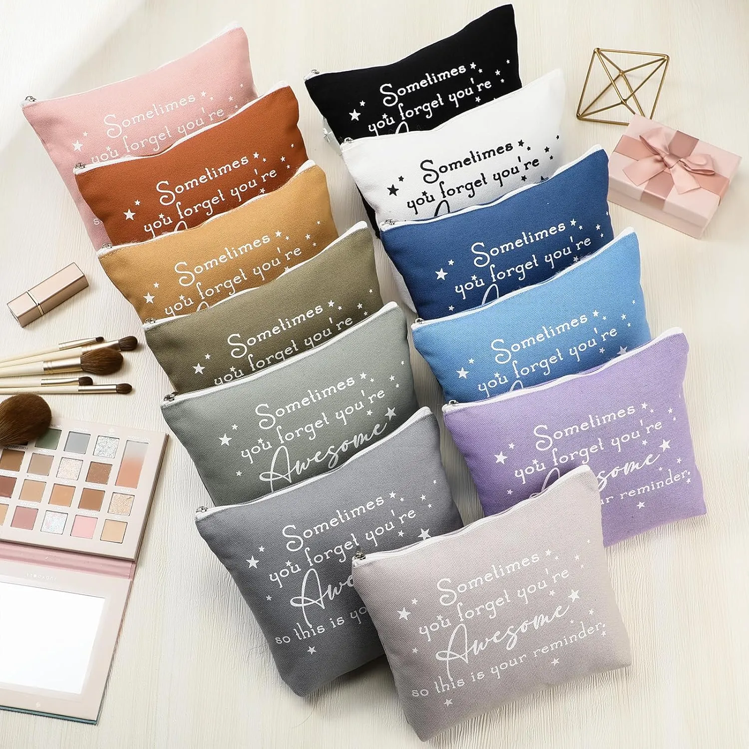 Sieral 24 Pcs Inspirational Makeup Bag Appreciation Nurse Gift for Women You're Awesome Cosmetic Bags Employee Motivational Gifts for Coworkers Teacher Mom Assistant Nurse(Pastel Color)