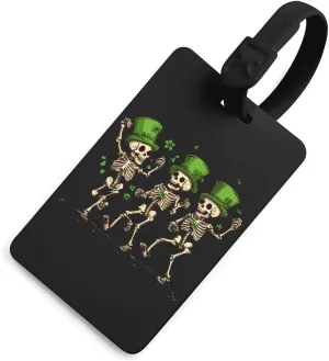 Skeletons St. Patrick'sday Shamrock Clover Luggage Tag for Travel Bag Cute Suitcase Identify Labels Baggage Tags Black-Style