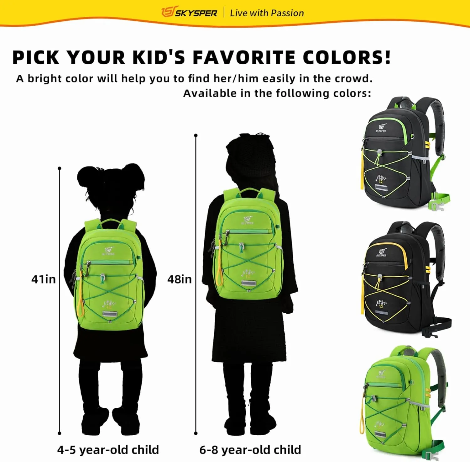 SKYSPER Kids Backpack 12L Children School Bag Child Boy Girl Pack Ages 4-8 for Traveling Day Trips Classes Camping(Applegreen)