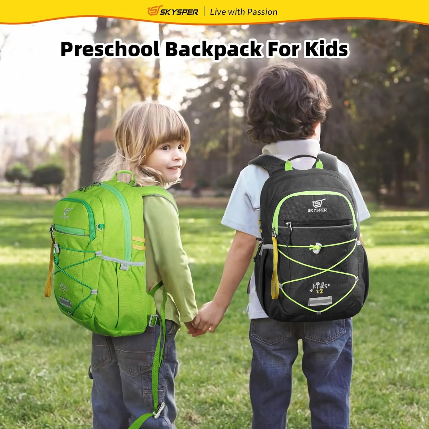 SKYSPER Kids Backpack 12L Children School Bag Child Boy Girl Pack Ages 4-8 for Traveling Day Trips Classes Camping(Applegreen)