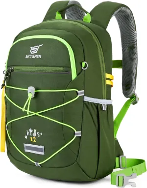 SKYSPER Kids Backpack 12L Children School Bag Child Boy Girl Pack Ages 4-8 for Traveling Day Trips Classes Camping(ArmyGreen)