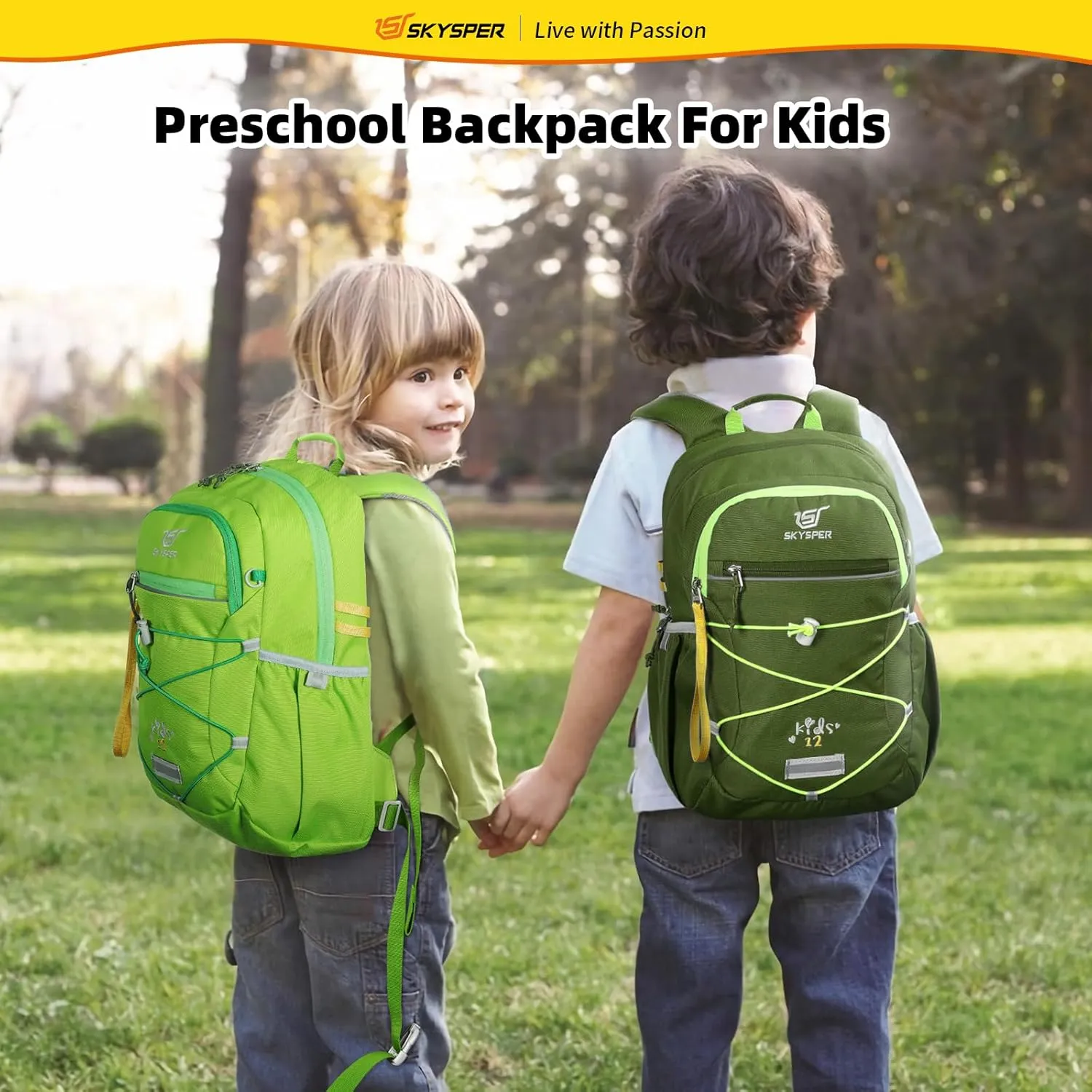 SKYSPER Kids Backpack 12L Children School Bag Child Boy Girl Pack Ages 4-8 for Traveling Day Trips Classes Camping(ArmyGreen)