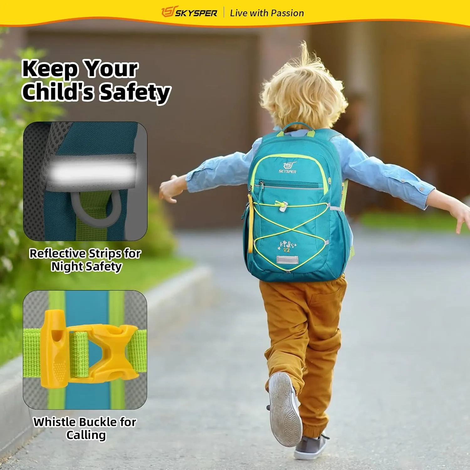 SKYSPER Kids Backpack 12L Children School Bag Child Boy Girl Pack Ages 4-8 for Traveling Day Trips Classes Camping(Teal)