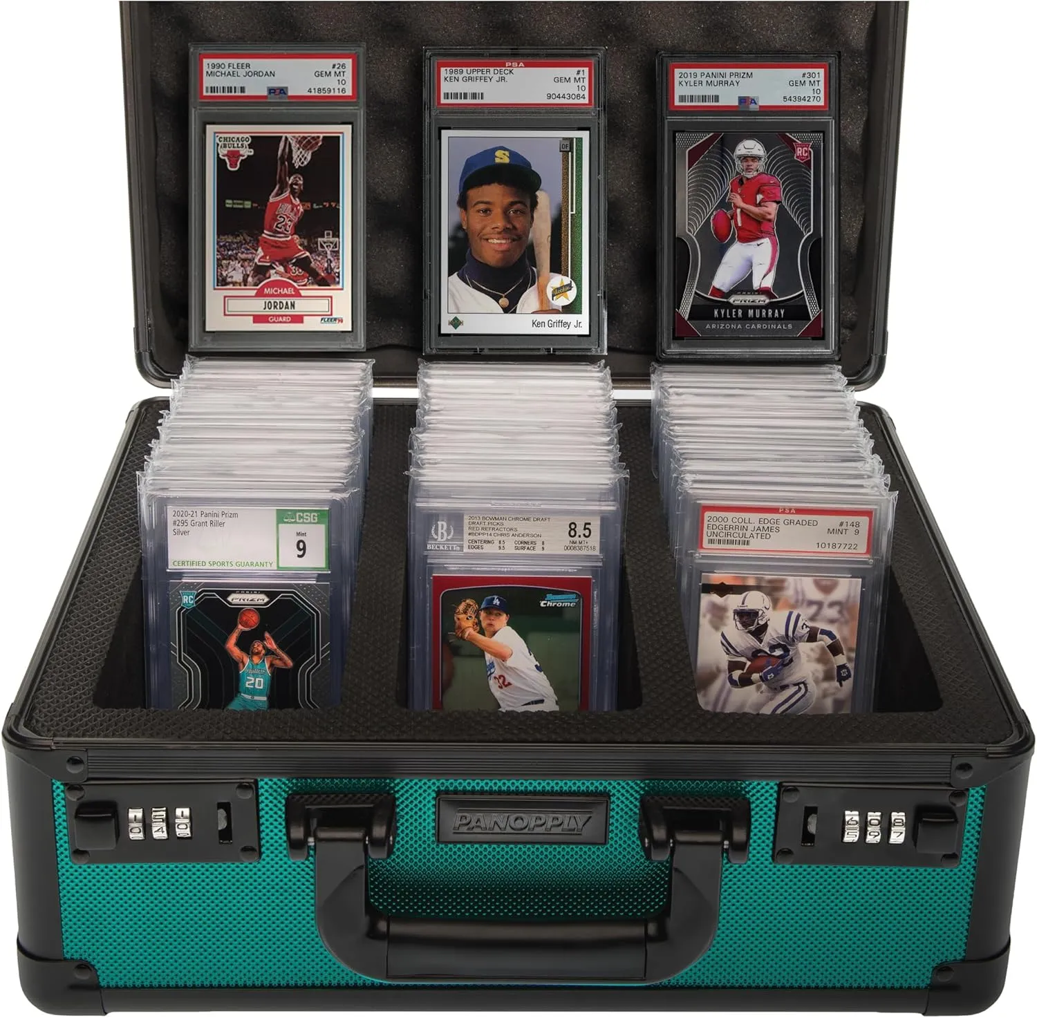 SLAB ARMOR FUSION 120  3 Row Psa Graded Card Storage Box Graded Card Case Psa Slab Case for Graded Cards Psa Card Case Baseball Card Cases for Sports Cards Storage (Green)