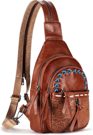 Sling Bag Crossbody Bags for Women Trendy Leather Fanny Packs Chest Bag Sling Crossbody Backpack for Travel (Chocolate Color)