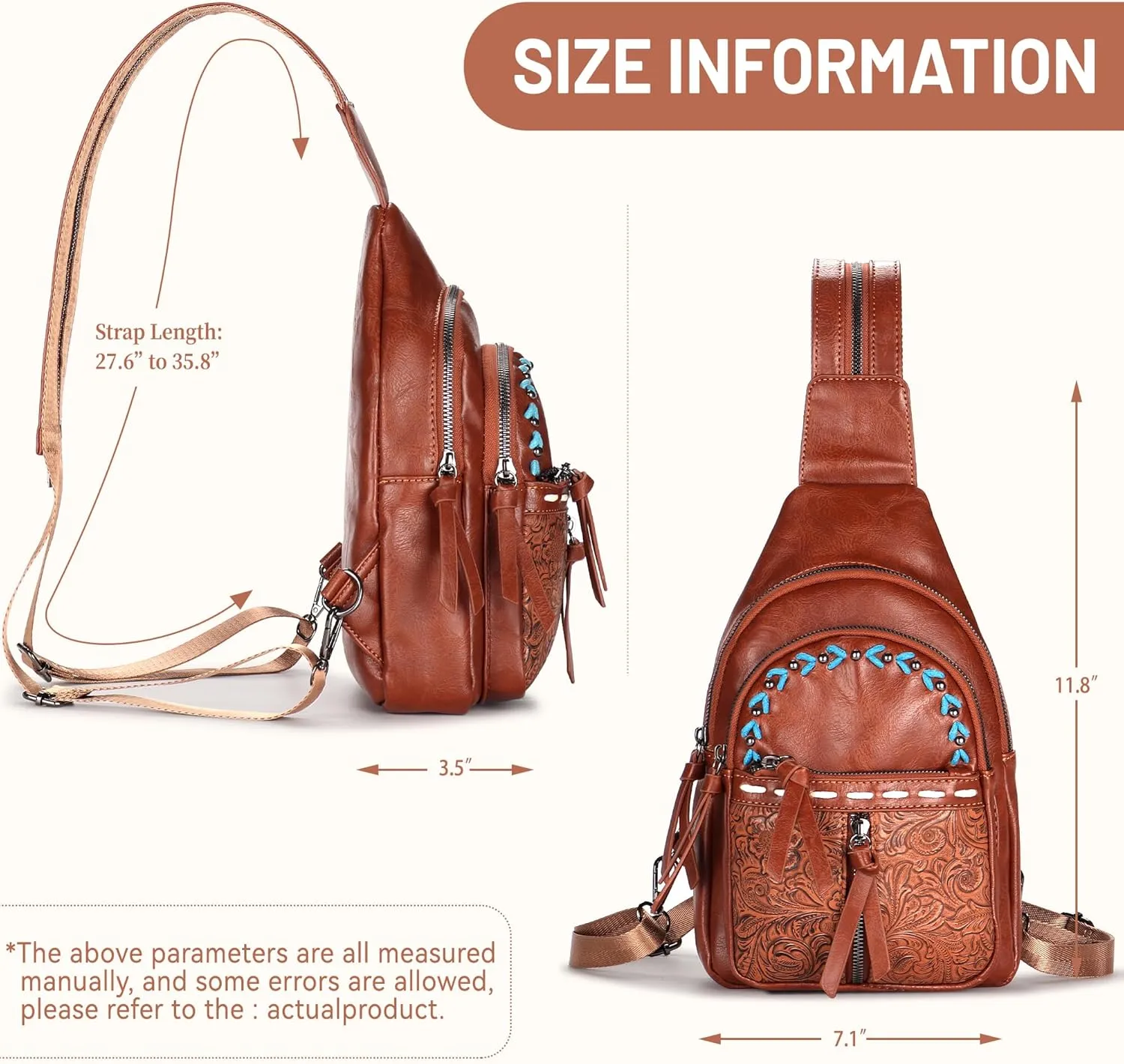 Sling Bag Crossbody Bags for Women Trendy Leather Fanny Packs Chest Bag Sling Crossbody Backpack for Travel (Chocolate Color)