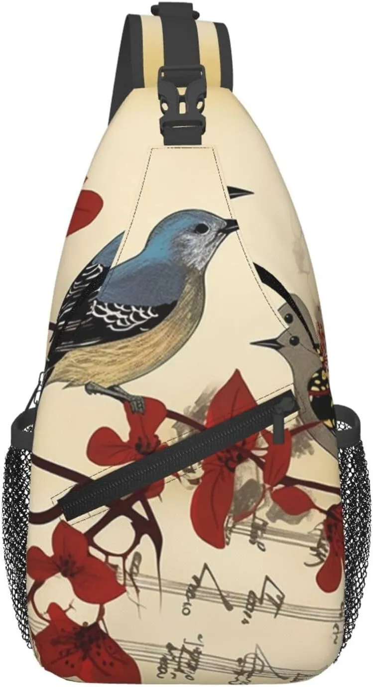 Sling Bag for Women Men Chest Bag Songbirds Crossbody Bag Sling Backpack Fanny Packs Hiking Daypack for Travel