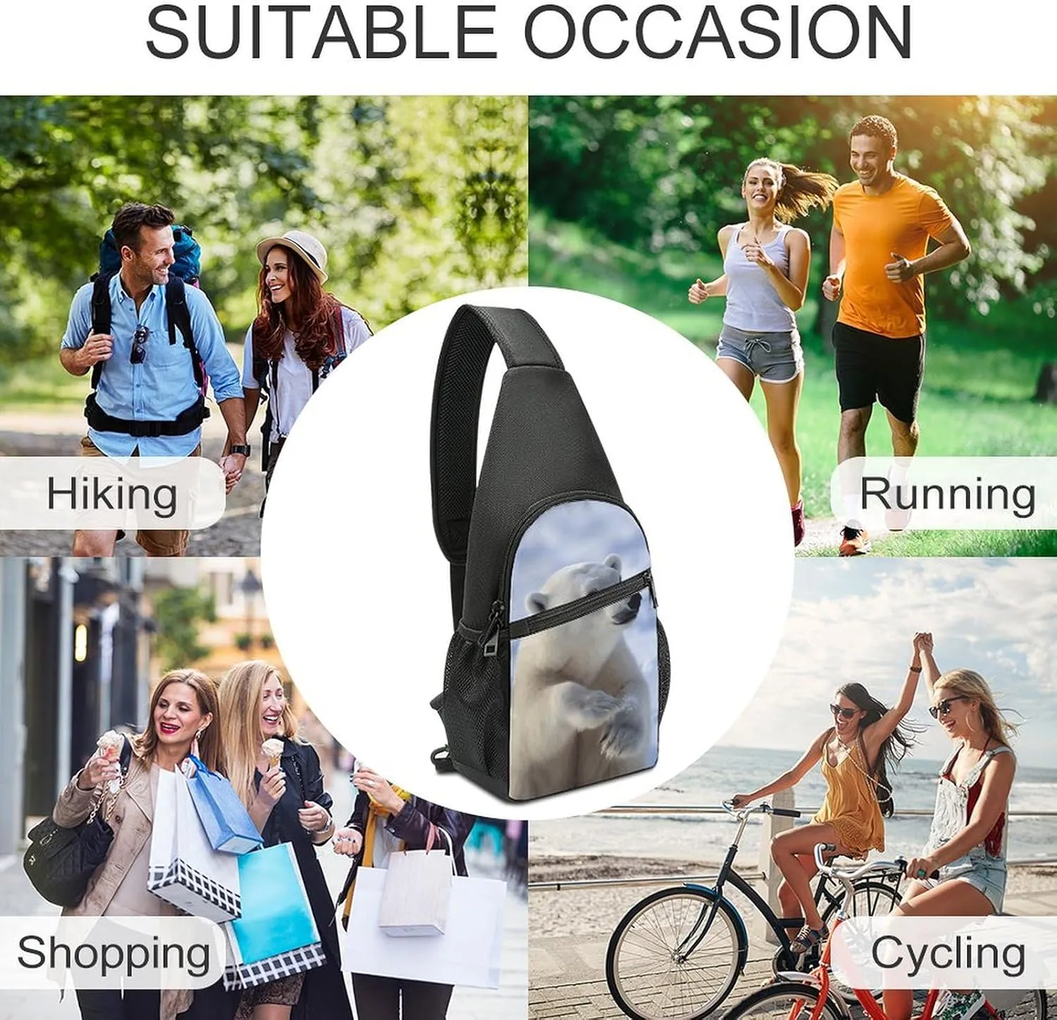 Sling Bag for Women Men Crossbody Bag Chest Bag Party Lights Sling Backpack Fanny Packs Travel Hiking Daypack