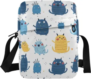Sling Bag Purse Cartoon Monsters Print for Women Men, Small Crossbody Pouch with Adjustable Strap 6.6×2.5×9.4 IN