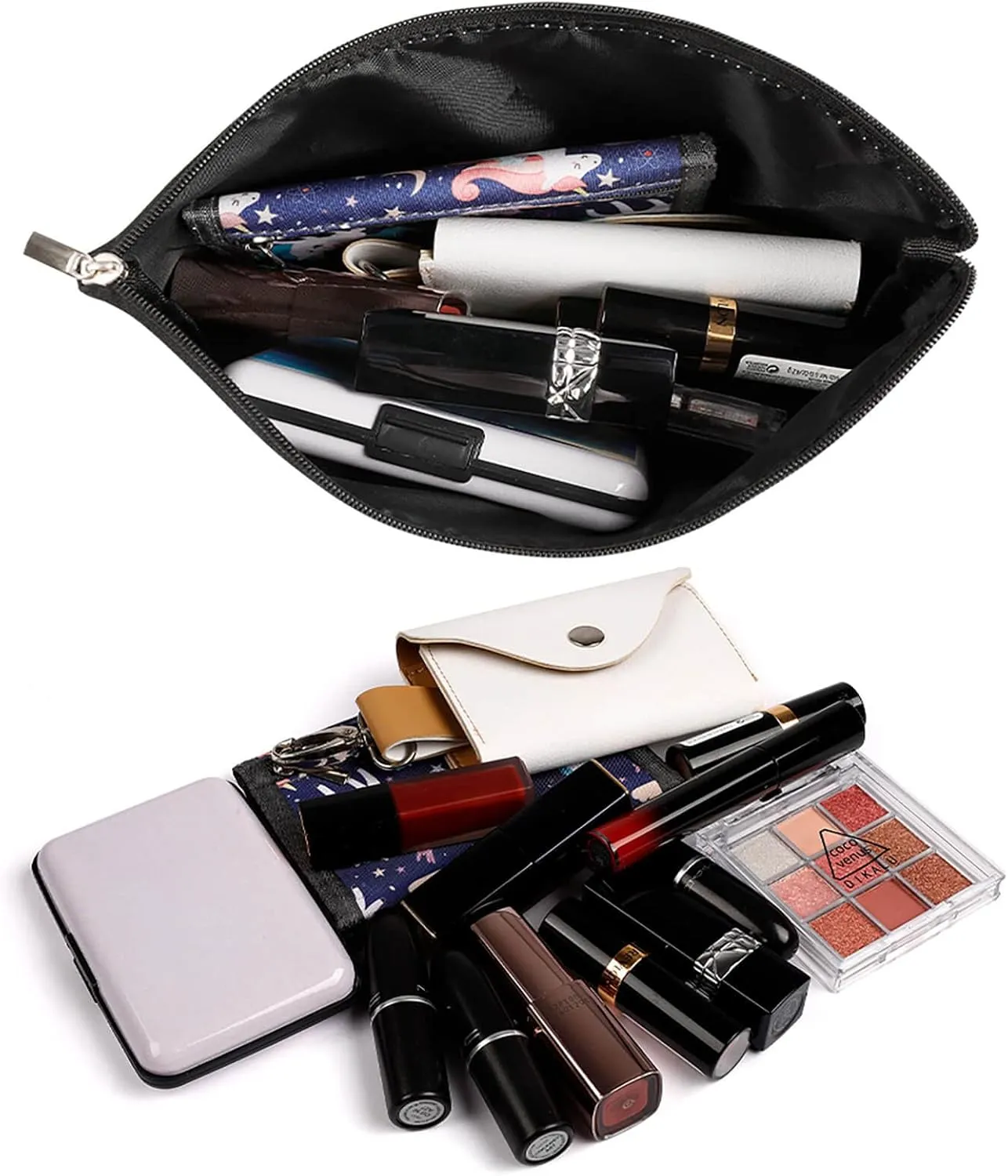 Small Cosmetic Bag Elegant Roomy Owls On Branches Makeup Bags Portable Zipper Pouch Lipstick Bag Travel Toiletry Bag for Best Friend Gift