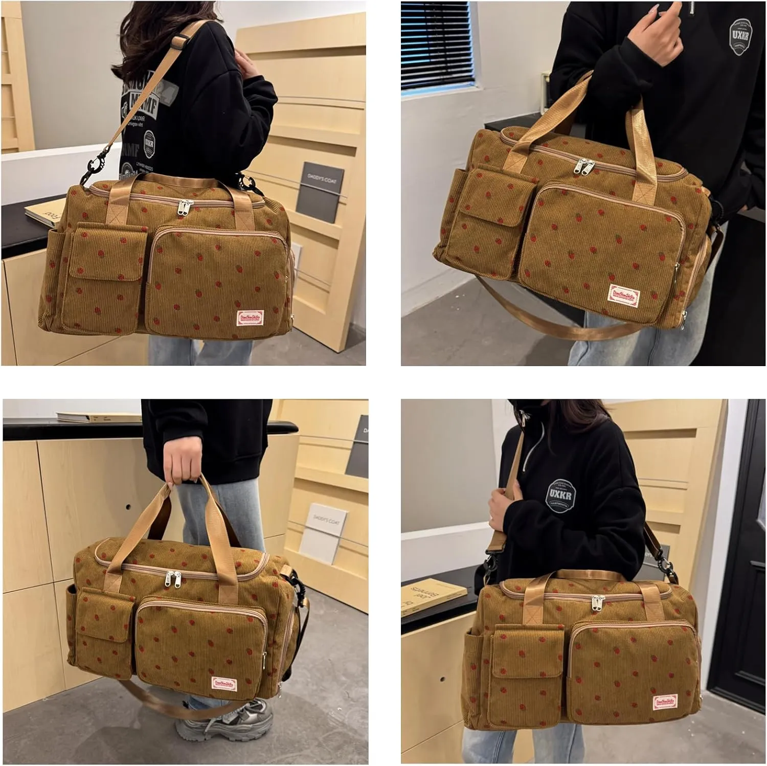 Small Gym Bag for Women, Travel Duffle Bag Carry On Weekender Bag with Shoe Compartment