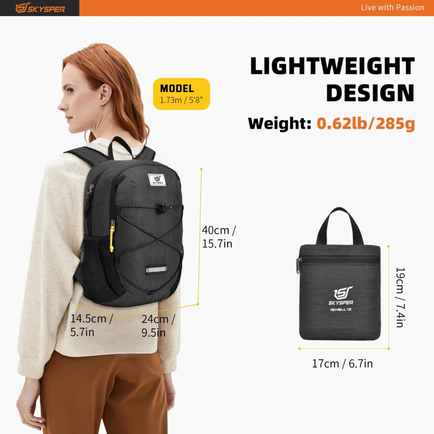 Small Hiking Backpack -12L Lightweight Packable Daypack for Travel Foldable Tear Resistant Backpacks for Women Men