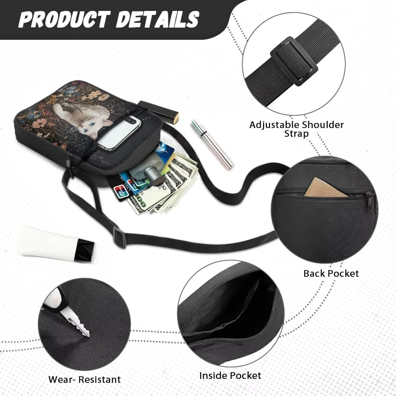 Small Messenger Bag for Men Women Wallet Purse Cell Phone Purse Shoulder Bag for Phone Passport