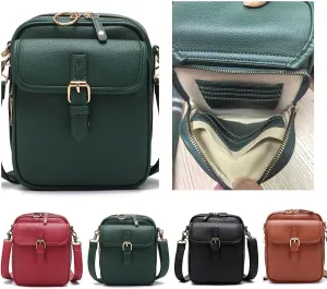 Small Messenger Bag for Women 2025 Vintage Large Capacity Crossbody Bags Double Layer Leather Travel Purses Shoulder Bag 01