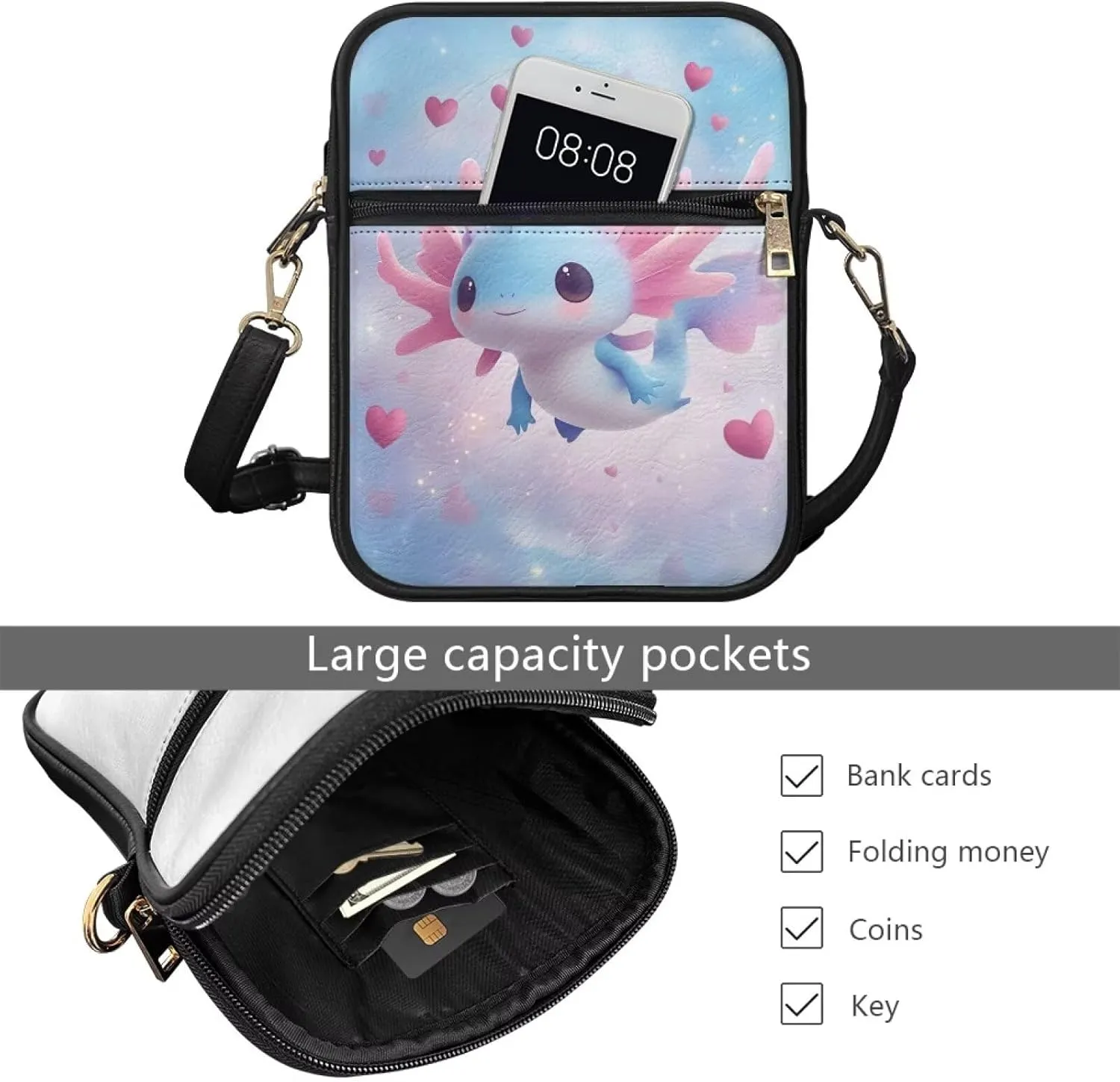 Small Messenger Bag with Adjustable Strap for Women Travel Hiking