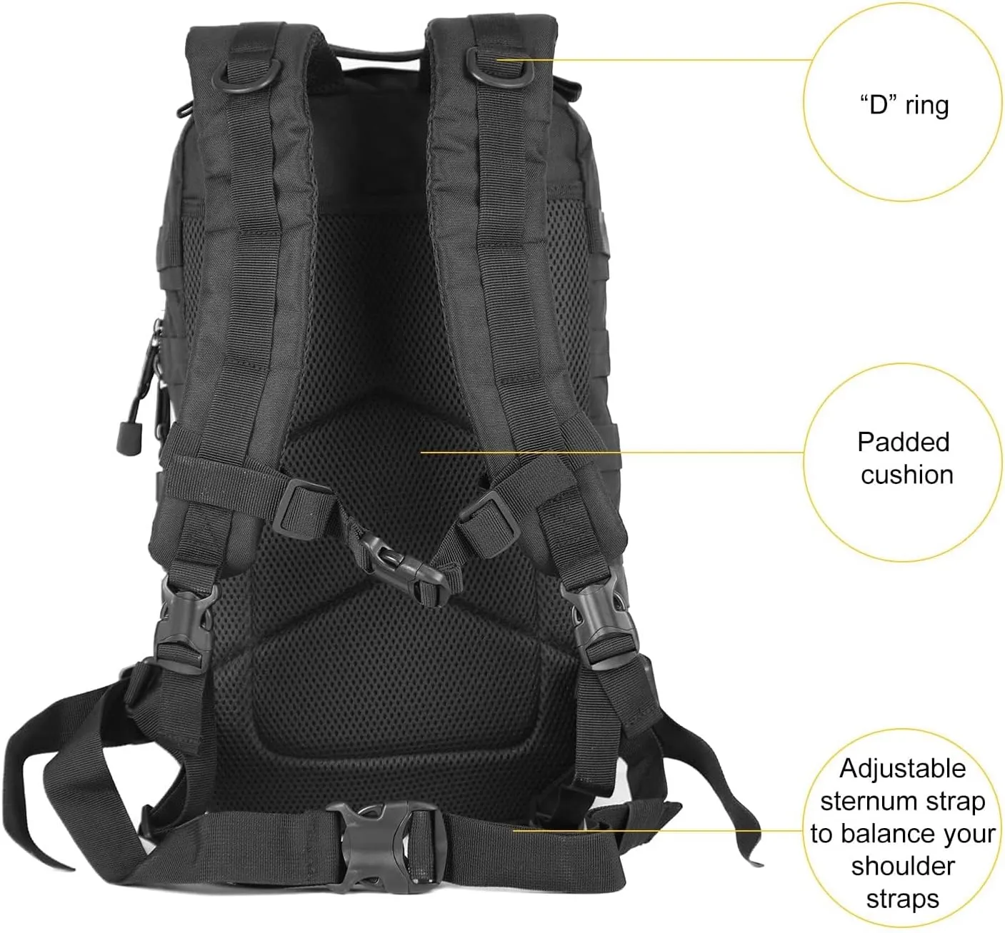 Small Military Tactical Backpack 30L Assault Backpack Tactical Bag for Outdoor,Hiking, Camping Travel (Black)